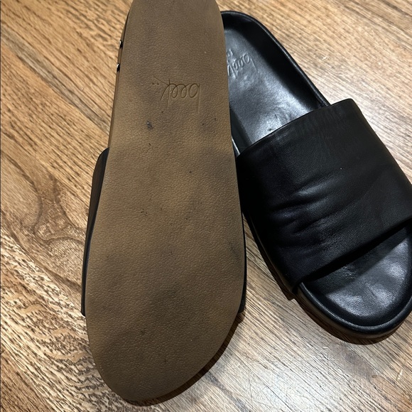 Beek pelican leather platform sandal Slides black size 10 - Picture 3 of 9
